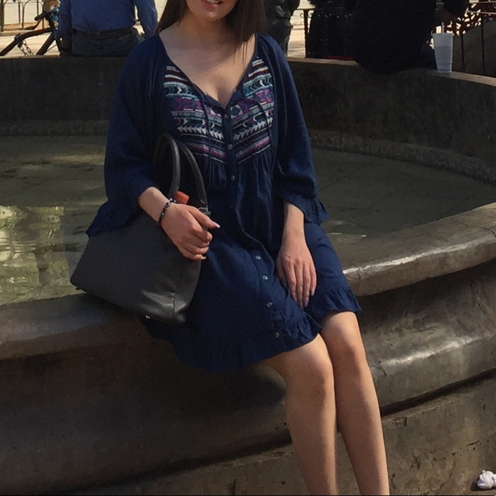 Roxy blue embroidered dress